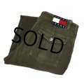 ビンテージ【トミージーンズ】【TOMMY JEANS】【モスグリーン】【ベイカーパンツ風】【コーデュロイパンツ】【34×32】 
