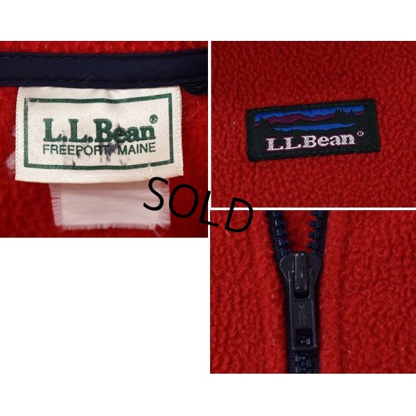 画像2: ビンテージ【ＬＬビーン】【L.L.bean】【赤】【フルジップ】【フリースカーディガン】 