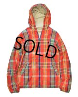 【ビンテージ】【ラルフローレン】POLO RALPH LAUREN【ベージュ×赤茶チェック】【フード付きリバーシブルブルゾン】レディース古着 ボーイズＬ 