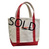 程度良好!!【ビンテージ】【USA製】【L.L.bean】【L.L.ビーン】【キャンバス】【トートバッグ】【白×赤】 