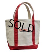 程度良好!!【ビンテージ】【USA製】【L.L.bean】【L.L.ビーン】【キャンバス】【トートバッグ】【白×赤】 