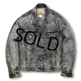 【ビンテージ】【JORDACHE・BASICS】【ケミカルウォッシュ】【ブラック】【Gジャン】デニムジャケット【サイズM】  