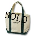 【USA製】【ビンテージ】【L.L.bean】白ｘ緑【CARTER】【キャンバス】【トートバッグ】ミニトート 