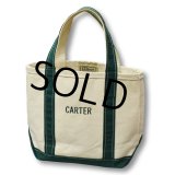 【USA製】【ビンテージ】【L.L.bean】白ｘ緑【CARTER】【キャンバス】【トートバッグ】ミニトート 