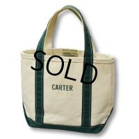 【USA製】【ビンテージ】【L.L.bean】白ｘ緑【CARTER】【キャンバス】【トートバッグ】ミニトート 