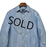 【ビンテージ】【オールドギャップ】【GAP DENIM】【胸刺繍入り】デニムシャツ【サイズＭ】【レディース古着】 