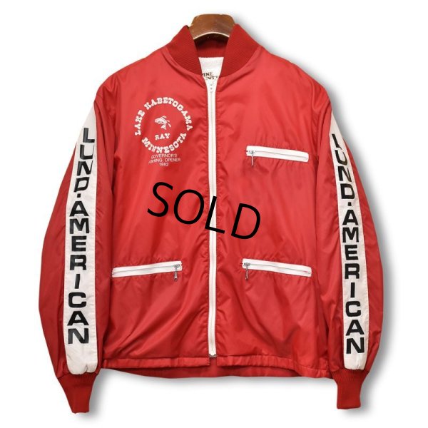 画像4: 80's【ビンテージ】【PINE COUNTY】【LUND AMERICAN】【赤x白】パイル裏地付き【ナイロンブルゾン】【ナイロンジャケット】【サイズL】