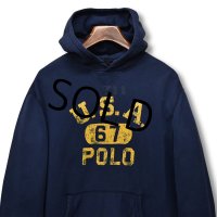 【ラルフローレン】【POLO ralph lauren】【紺】【前Ｖ】ロゴ【スウェットパーカー】サイズＬ 