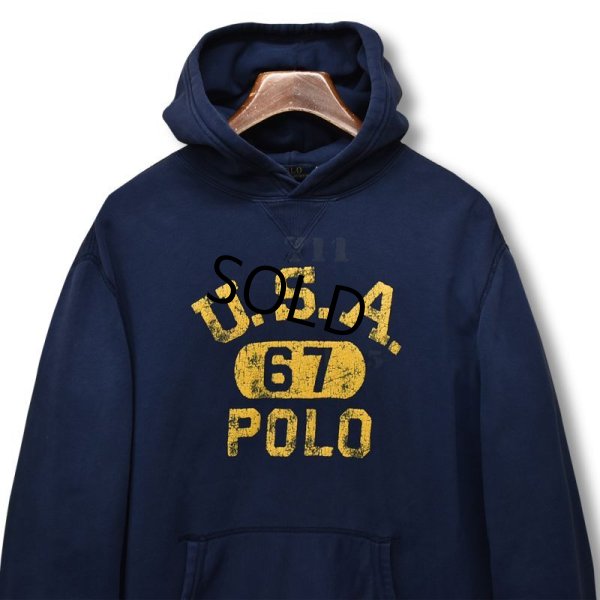 画像1: 【ラルフローレン】【POLO ralph lauren】【紺】【前Ｖ】ロゴ【スウェットパーカー】サイズＬ 