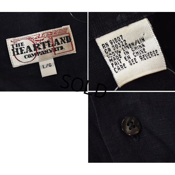 画像2: 【THE HEARTLAND COMPANY Ltd.】【黒】【バンドカラー】【無地】【リネンシャツ】【サイズＬ】 