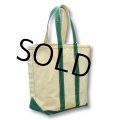 耳付き 80's【ビンテージ】【USA製】L.L.bean【L.L.ビーン】【白×緑】【キャンバス】【トートバッグ】ビーントート 