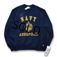 【デッドストック】90's【USA製】ビンテージ【チャンピオン】前Ｖ【紺】NAVY ANNAPOLIS【スウェット】【サイズＬ】 