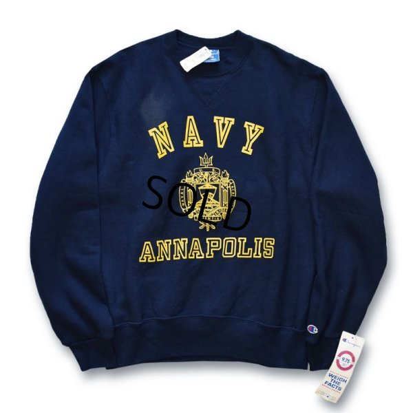 画像1: 【デッドストック】90's【USA製】ビンテージ【チャンピオン】前Ｖ【紺】NAVY ANNAPOLIS【スウェット】【サイズＬ】 