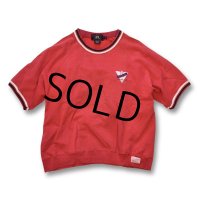 USA製【ビンテージ】90s~【RRL】ダブルアールエル【ラルフローレン】【RALPH LAUREN】【赤×黒白リブ】【半袖スウェット】【サイズL】 