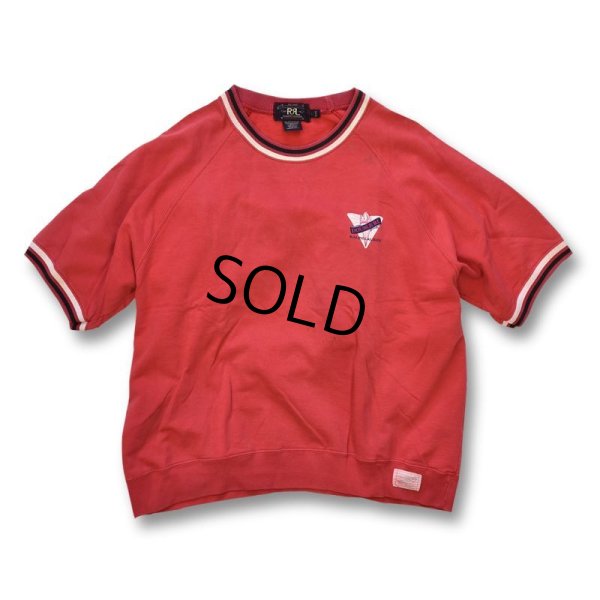 画像1: USA製【ビンテージ】90s~【RRL】ダブルアールエル【ラルフローレン】【RALPH LAUREN】【赤×黒白リブ】【半袖スウェット】【サイズL】 