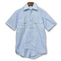 USA製【デッドストック】【ビンテージ】【RED KAP】レッドキャップ【Mr. EXEC】【白×水色ストライプ】【半袖シャツ】【サイズS】  