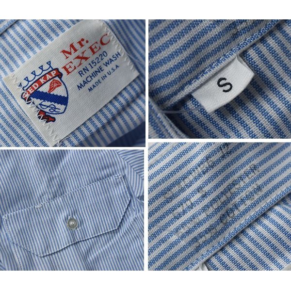 画像2: USA製【デッドストック】【ビンテージ】【RED KAP】レッドキャップ【Mr. EXEC】【白×水色ストライプ】【半袖シャツ】【サイズS】  