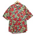 【ビンテージ】【banana republic】【バナナリパブリック】【赤×紺×緑】【ハイビスカス】【バナリパ】【半袖シャツ】【アロハシャツ】【サイズL】 