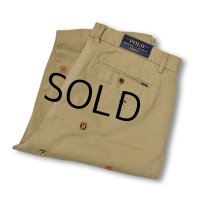 【デッドストック】新品未使用【ラルフローレン】【Ralph Lauren】刺繍入り【ベージュ】【コットンパンツ】【36X32】 