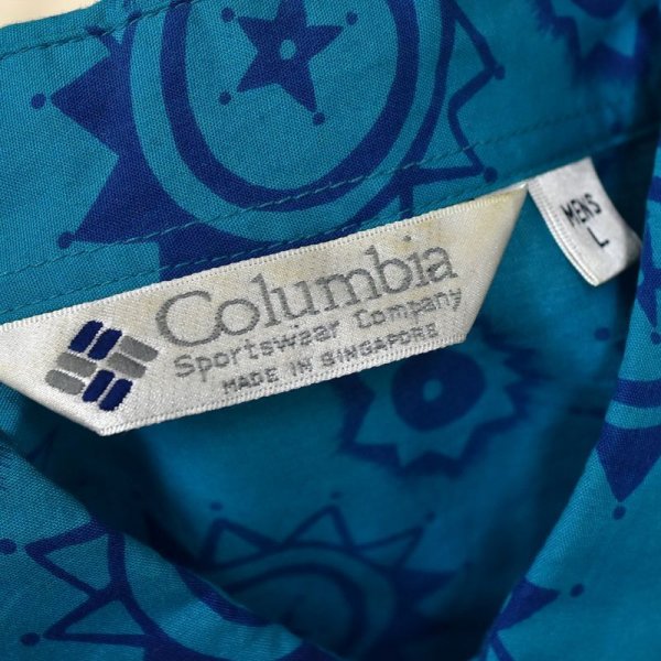 画像2: ビンテージ【コロンビア】【Columbia】【星柄】水色【半袖シャツ】【サイズＬ】 