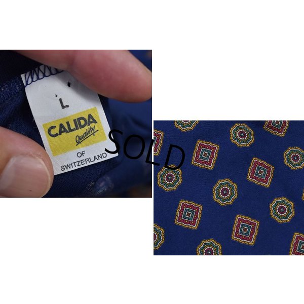 画像2: ビンテージ【CALIDA】【スイス】小紋柄Ｖネック リブ付き【スリープウェア】【パジャマ】 【Ｔシャツ】【サイズＬ】 