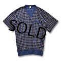 ビンテージ【CALIDA】【スイス】小紋柄Ｖネック リブ付き【スリープウェア】【パジャマ】 【Ｔシャツ】【サイズＬ】 