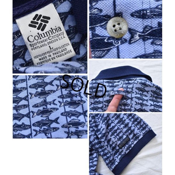 画像3: 【ビンテージ】【コロンビア】【Columbia】【紺×水色】【魚柄】【ポロシャツ】【サイズＬ】 
