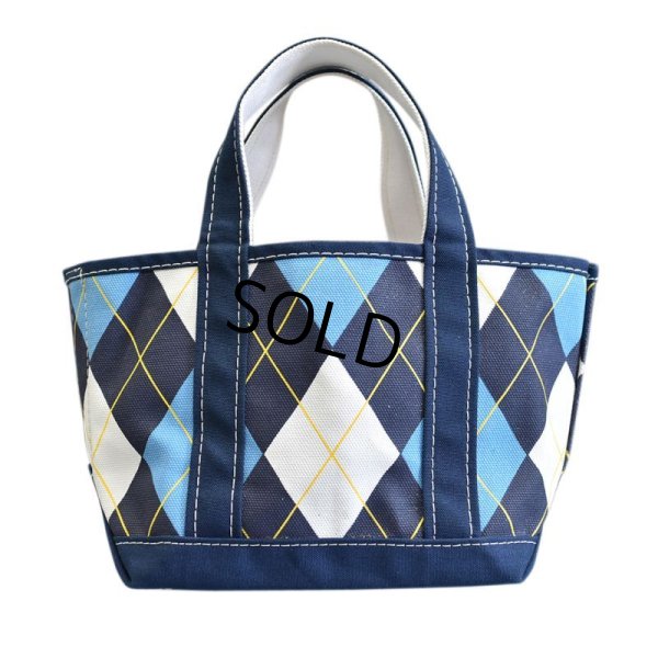 画像3: ＬＬビーン  【L.L.bean】【紺×白×水色】【アーガイル柄】【トートバッグ】【ミニトート】 