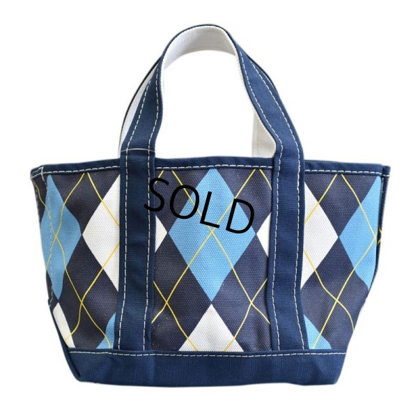 画像6: ＬＬビーン  【L.L.bean】【紺×白×水色】【アーガイル柄】【トートバッグ】【ミニトート】 