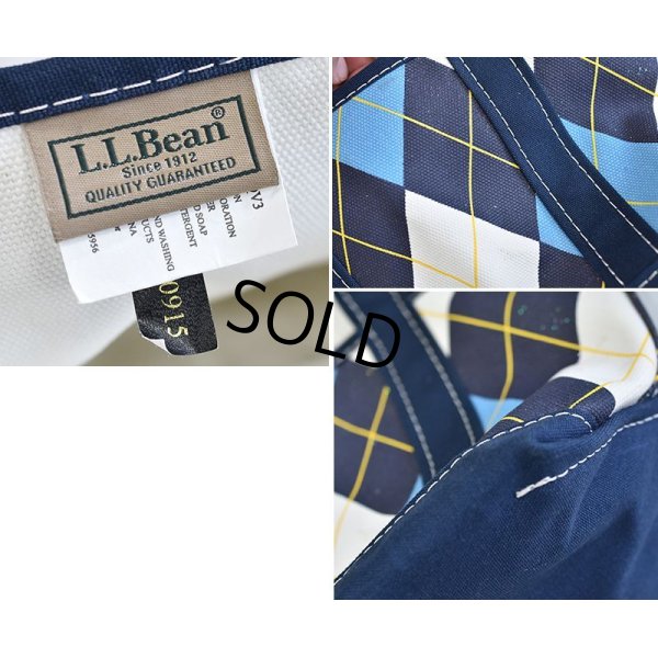 画像2: ＬＬビーン  【L.L.bean】【紺×白×水色】【アーガイル柄】【トートバッグ】【ミニトート】 