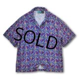 90s【パタゴニア】【patagonia】【紫】【バナナの木柄】【アロハシャツ】【半袖シャツ】【レディース古着】【サイズＭ】 