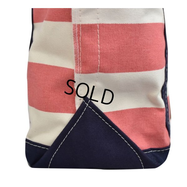 画像4: USA製【ビンテージ】ＬＬビーン【L.L.bean】【ピンクｘ白×紺】【ボーダー柄】【天ファスナー付き】【トートバッグ】 