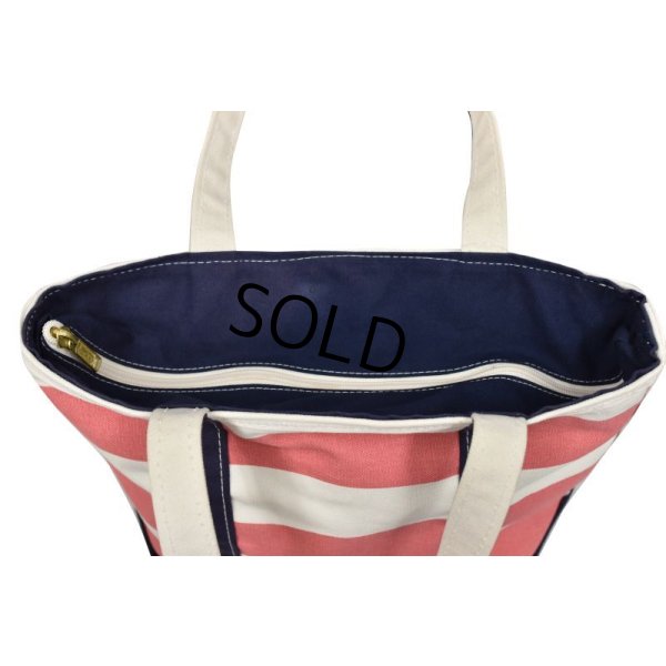 画像5: USA製【ビンテージ】ＬＬビーン【L.L.bean】【ピンクｘ白×紺】【ボーダー柄】【天ファスナー付き】【トートバッグ】 