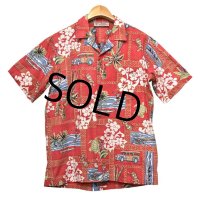 【ビンテージ】【ISLAND TRADITIONS】【赤】【アロハシャツ】半袖シャツ【サイズＸＬ程度】  