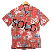 【ビンテージ】【ISLAND TRADITIONS】【赤】【アロハシャツ】半袖シャツ【サイズＸＬ程度】  