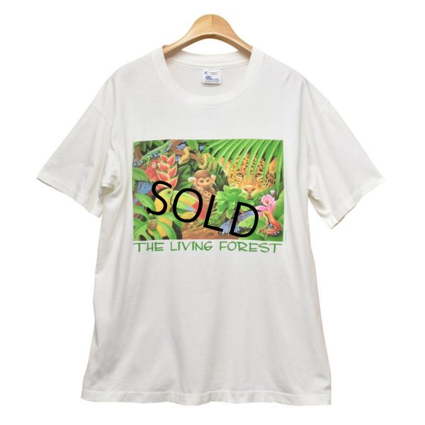 画像1: 【USA製】【ビンテージ】【The living forest】【動物プリント】【白】【Tシャツ】【サイズＸＬ】 