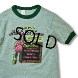 80's【ビンテージ】【USA製】スポーツウェア【緑しもふりリンガーTシャツ】【サイズＭ】  