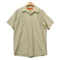 USA製【ビンテージ】【RED KAP】レッドキャップ【ベージュ】【半袖ワークシャツ】【M-S】  