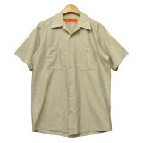 USA製【ビンテージ】【RED KAP】レッドキャップ【ベージュ】【半袖ワークシャツ】【M-S】  