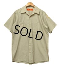 USA製【ビンテージ】【RED KAP】レッドキャップ【ベージュ】【半袖ワークシャツ】【M-S】  