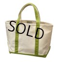 【程度良好!!】【USA製】【ビンテージ】【L.L.bean】白ｘモスグリーン【キャンバス】【トートバッグ】【キャンパストート】 