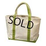【程度良好!!】【USA製】【ビンテージ】【L.L.bean】白ｘモスグリーン【キャンバス】【トートバッグ】【キャンパストート】 