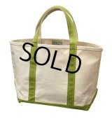 【程度良好!!】【USA製】【ビンテージ】【L.L.bean】白ｘモスグリーン【キャンバス】【トートバッグ】【キャンパストート】 
