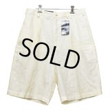 【未使用】ビンテージ【ULTRA BAY】【２タック】【リネン】生成り【ショートパンツ】 【短パン】【ショーツ】【W32】 