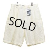 【未使用】ビンテージ【ULTRA BAY】【２タック】【リネン】生成り【ショートパンツ】 【短パン】【ショーツ】【W32】 