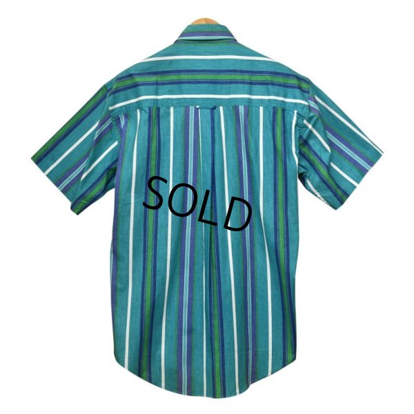 画像3: 【CHAPS】チャップス【ラルフローレン】POLO RALPH LAUREN 【青✕紺ストライプ】半袖ボタンダウンシャツ【半袖シャツ】【サイズＭ】  