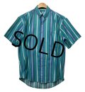 【CHAPS】チャップス【ラルフローレン】POLO RALPH LAUREN 【青✕紺ストライプ】半袖ボタンダウンシャツ【半袖シャツ】【サイズＭ】  