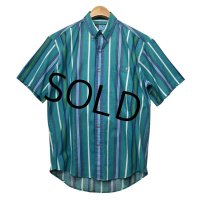 【CHAPS】チャップス【ラルフローレン】POLO RALPH LAUREN 【青✕紺ストライプ】半袖ボタンダウンシャツ【半袖シャツ】【サイズＭ】  