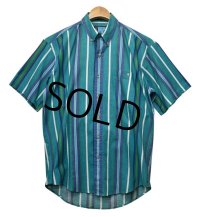 【CHAPS】チャップス【ラルフローレン】POLO RALPH LAUREN 【青✕紺ストライプ】半袖ボタンダウンシャツ【半袖シャツ】【サイズＭ】  