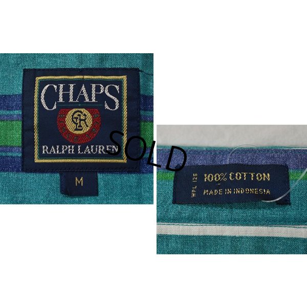 画像2: 【CHAPS】チャップス【ラルフローレン】POLO RALPH LAUREN 【青✕紺ストライプ】半袖ボタンダウンシャツ【半袖シャツ】【サイズＭ】  